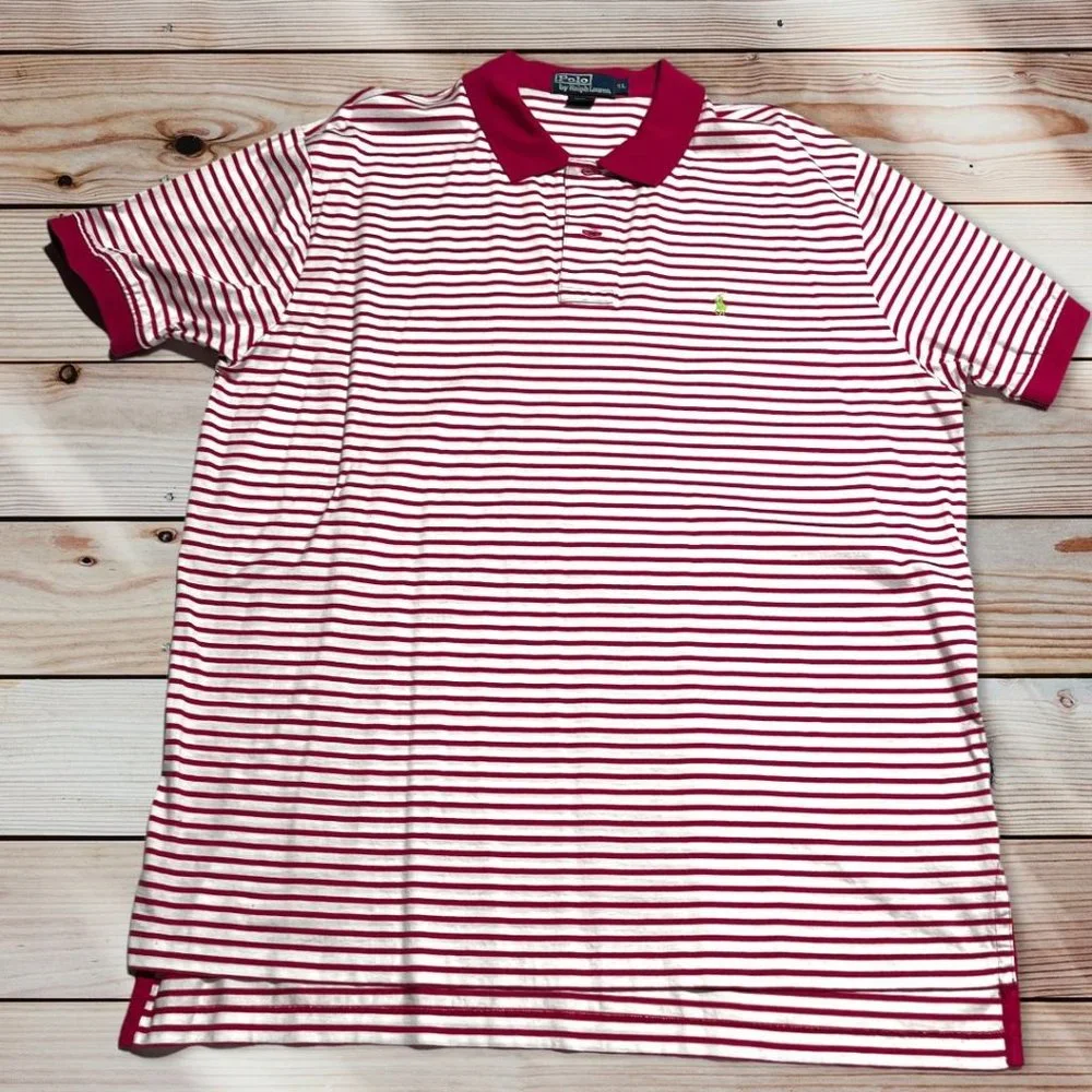 Polo by Ralph Lauren Striped Polo Size XL Pink and White